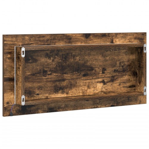 Badeværelsesspejlskab med LED-lys Røget Eg 80x37 cm