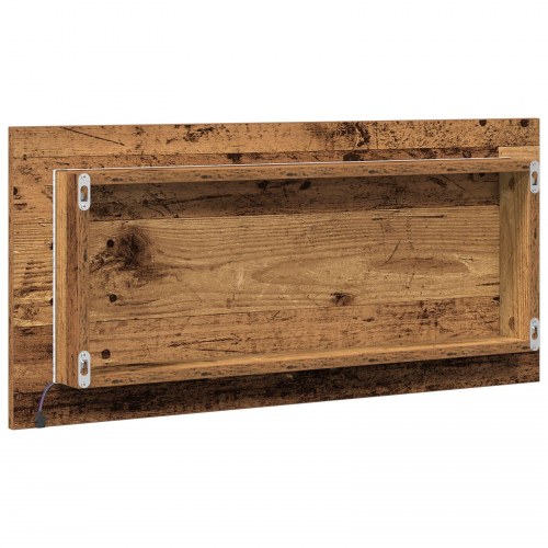 Badeværelsesspejlskab med LED-lys i gammelt træ 80x37 cm
