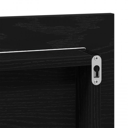 Badeværelsesspejlskab med LED-lys Sort Eg 80x37 cm