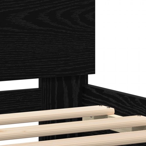 Seng med LED-lys Sort Egetræ 100x200 cm Konstrueret Træ