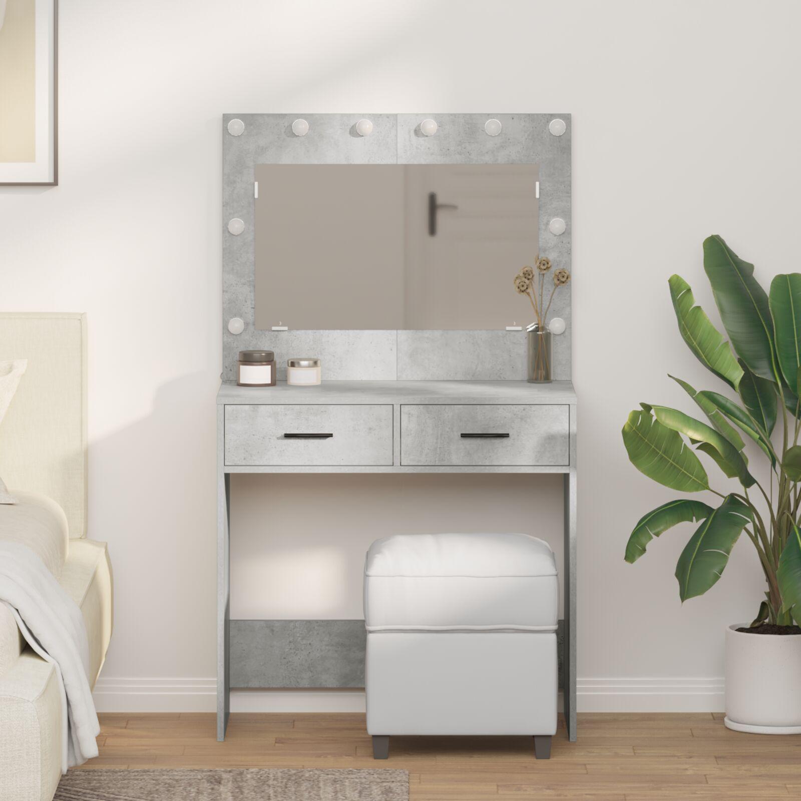 Make-Up Bord Betongrå 78.5 X 41 X 135 Cm Konstrueret Træ