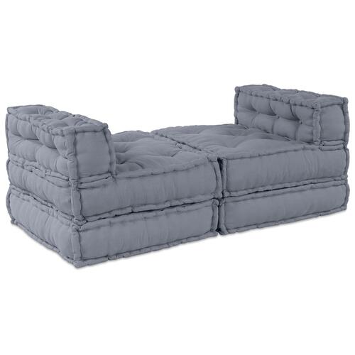 4-personers modulsofa pouffe konvertibel grå stof