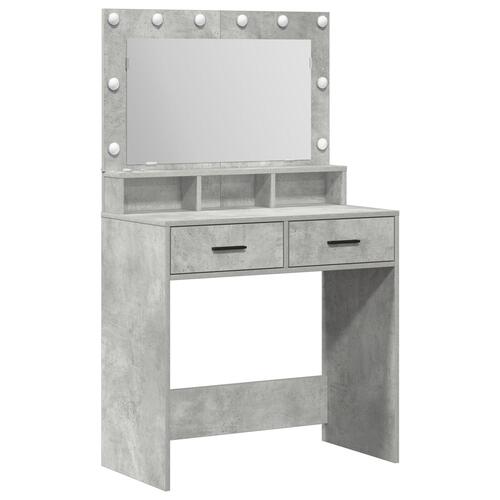 Smykkebord med LED-lys i betongrå 79x41x135 cm