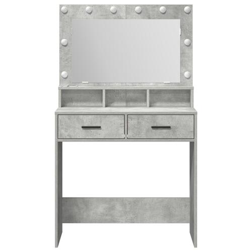 Smykkebord med LED-lys i betongrå 79x41x135 cm