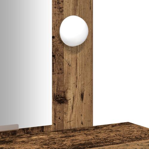 Sminkebord med LED-lys Gamle træ 50x41x140 cm