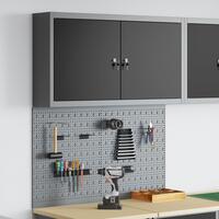 3-delt værktøjsskab og pegboard sæt til vægmontering i sort metal
