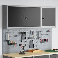 5-delt værktøjsskab og pegboard sæt vægmonteret sort metal