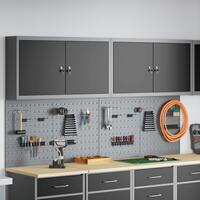 6 Stykker Værktøjsskab og Pegboard Sæt Væghængt Sort Metal