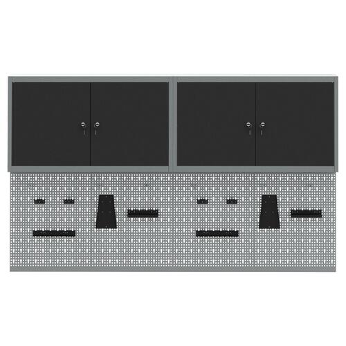 6 Stykker Værktøjsskab og Pegboard Sæt Væghængt Sort Metal