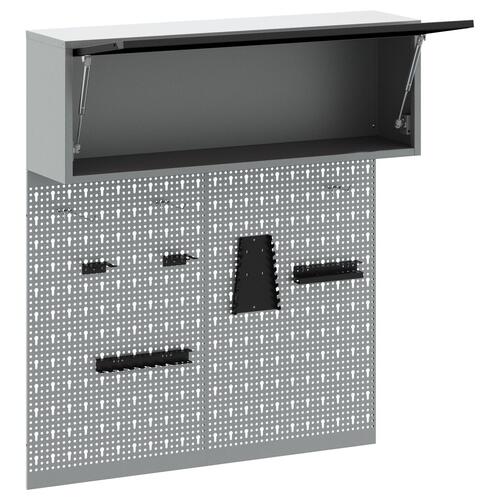 3-delt værktøjsskab og pegboard sæt væghængt sort metal