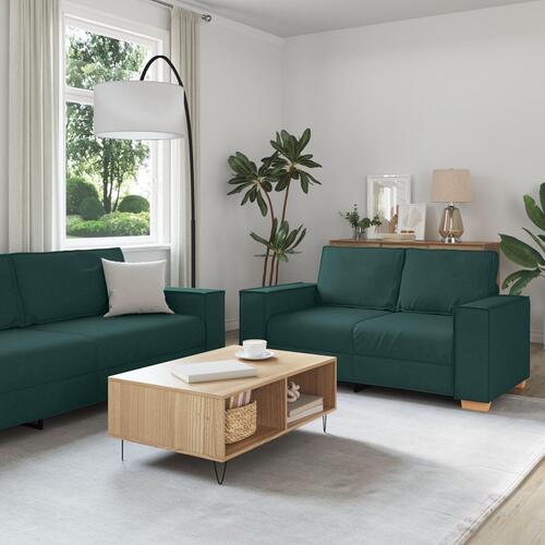 3 Personers Sofa Sæt med Puder Mørkegrøn Stof