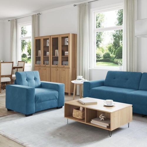 3-delt sofa sæt med puder blå fløjl