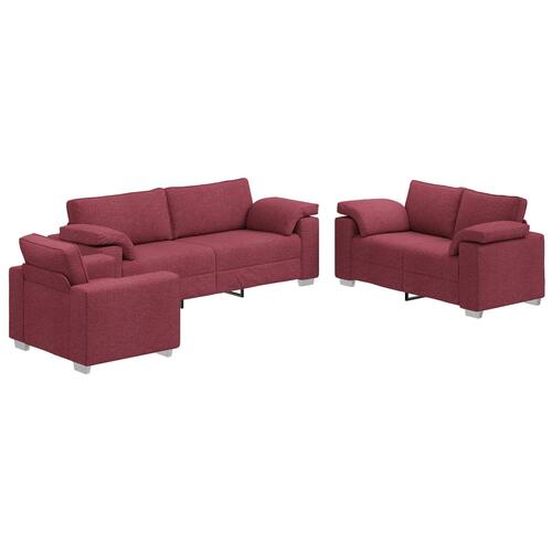 3-delt sofa sæt med puder i vinrød stof