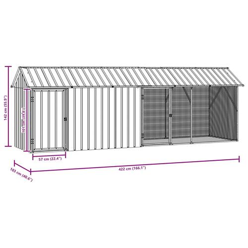 Fuglebur med udvidelse Anthracit 112x442x141 cm Stål