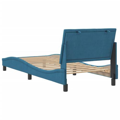 Sengeramme med sengegavl 80x200 cm fløjl blå