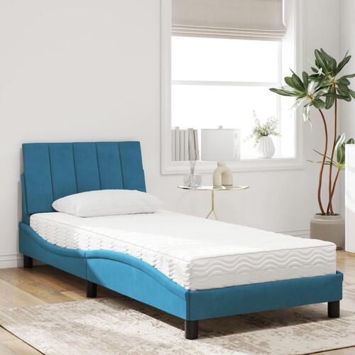 Seng med madras 80x200 cm velour blå