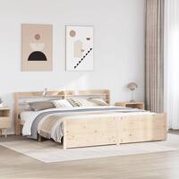 Sengeramme med sengegavl 200x200 cm massivt fyrretræ
