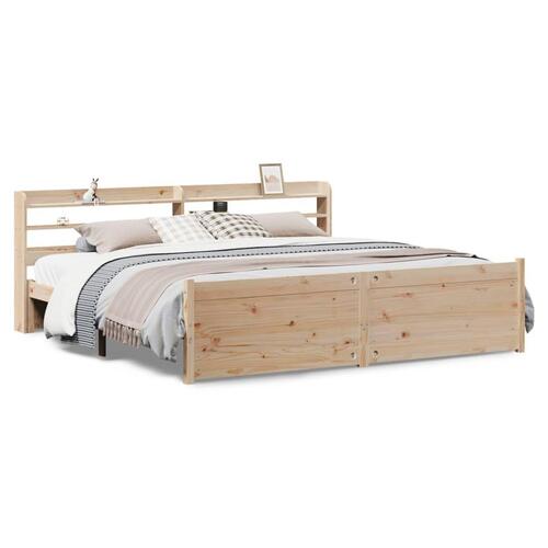 Sengeramme med sengegavl 200x200 cm massivt fyrretræ