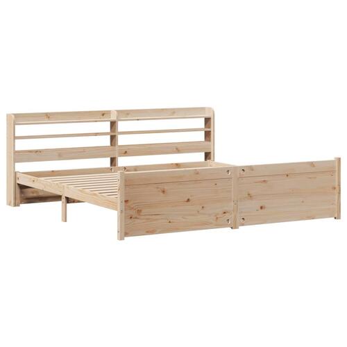 Sengeramme med sengegavl 200x200 cm massivt fyrretræ