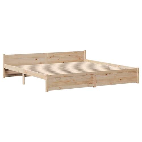 Sengeramme med sengegavl 200x200 cm massivt fyrretræ