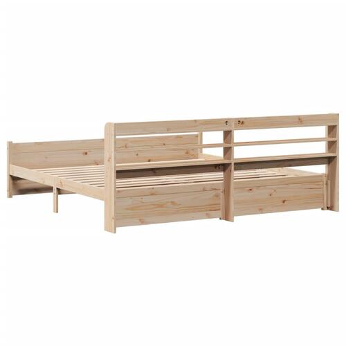 Sengeramme med sengegavl 200x200 cm massivt fyrretræ