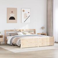 Sengeramme med sengegavl 180x200 cm massivt fyrretræ