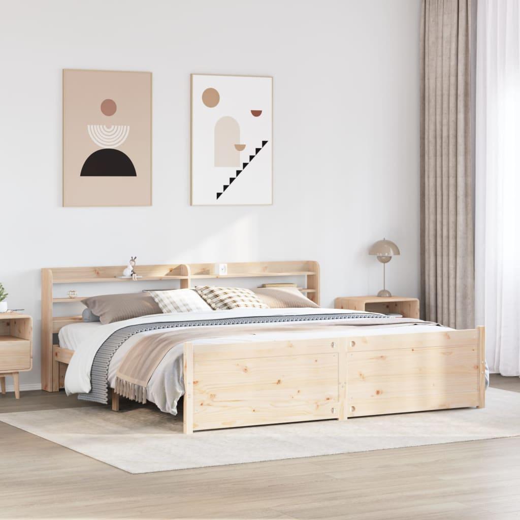 Sengeramme med sengegavl 180x200 cm massivt fyrretræ