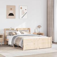 Sengeramme med sengegavl 135x190 cm massivt fyrretræ hvid