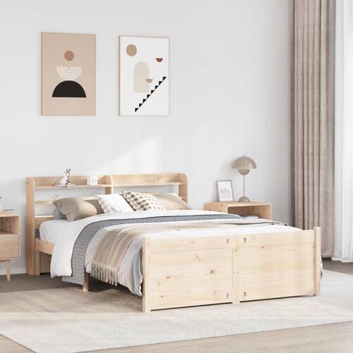 Sengeramme med sengegavl 135x190 cm massivt fyrretræ hvid