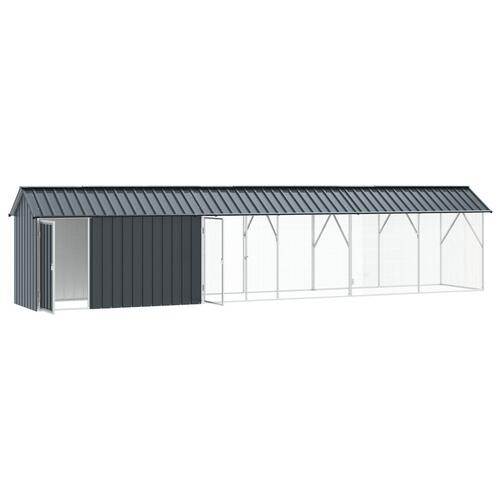 Fuglebur med Udvidelse Anthracit 112x640x141 cm Stål