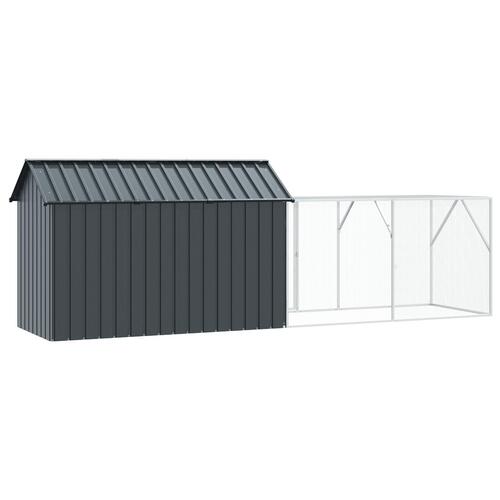 Fuglebur med udvidelse Antracit 112x421x141 cm Stål