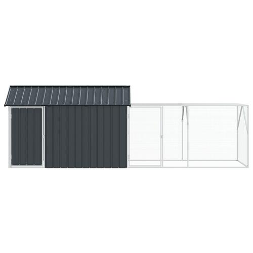 Fuglebur med udvidelse Antracit 112x421x141 cm Stål