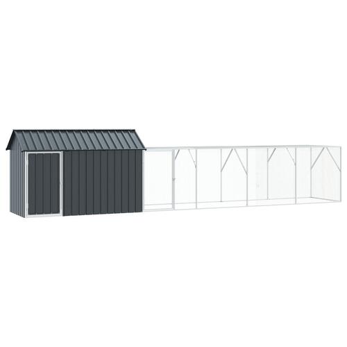 Fuglebur med udvidelse Antracit 112x619x141 cm Stål