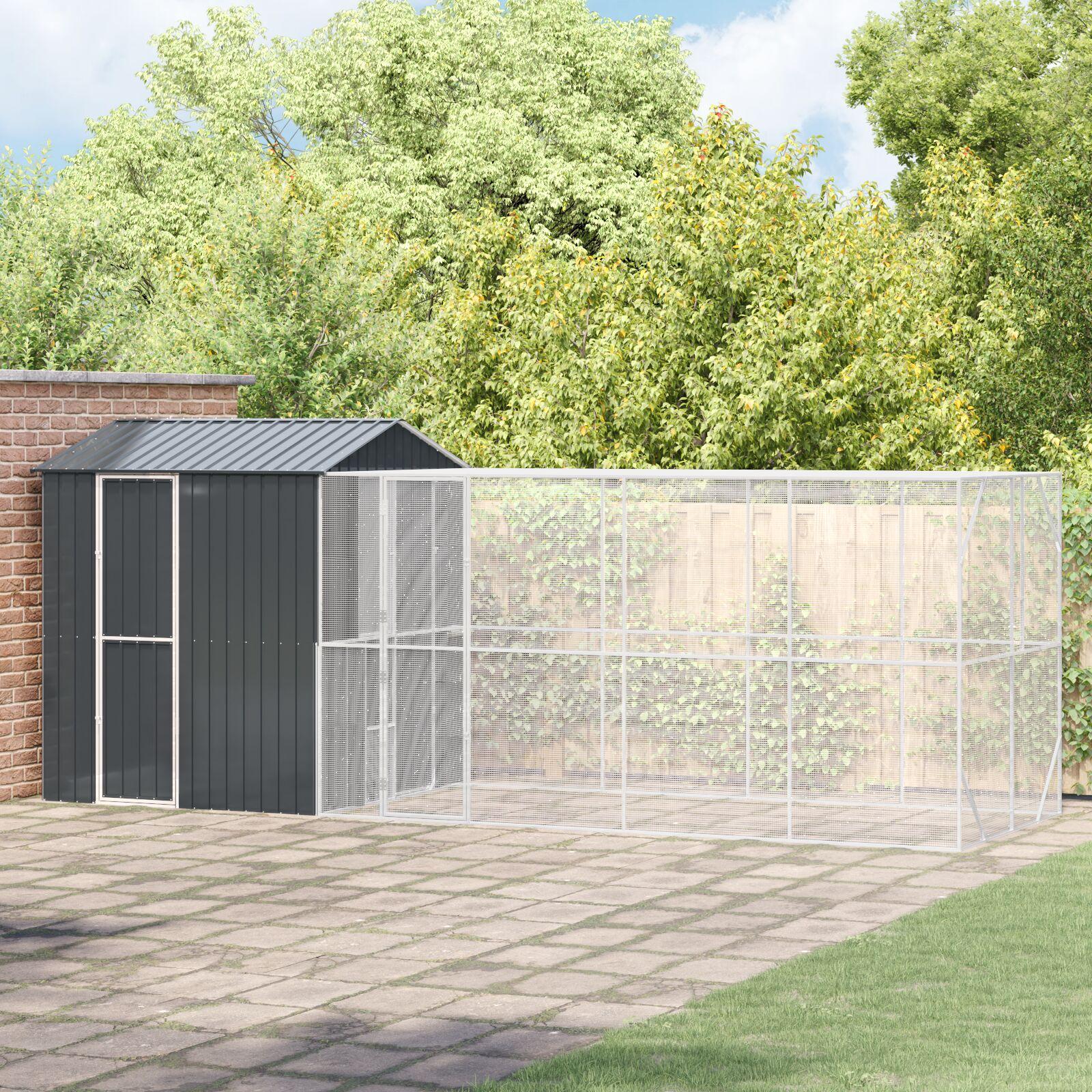 Fuglebure med udvidelse Anthracite 210x619x247 cm Stål