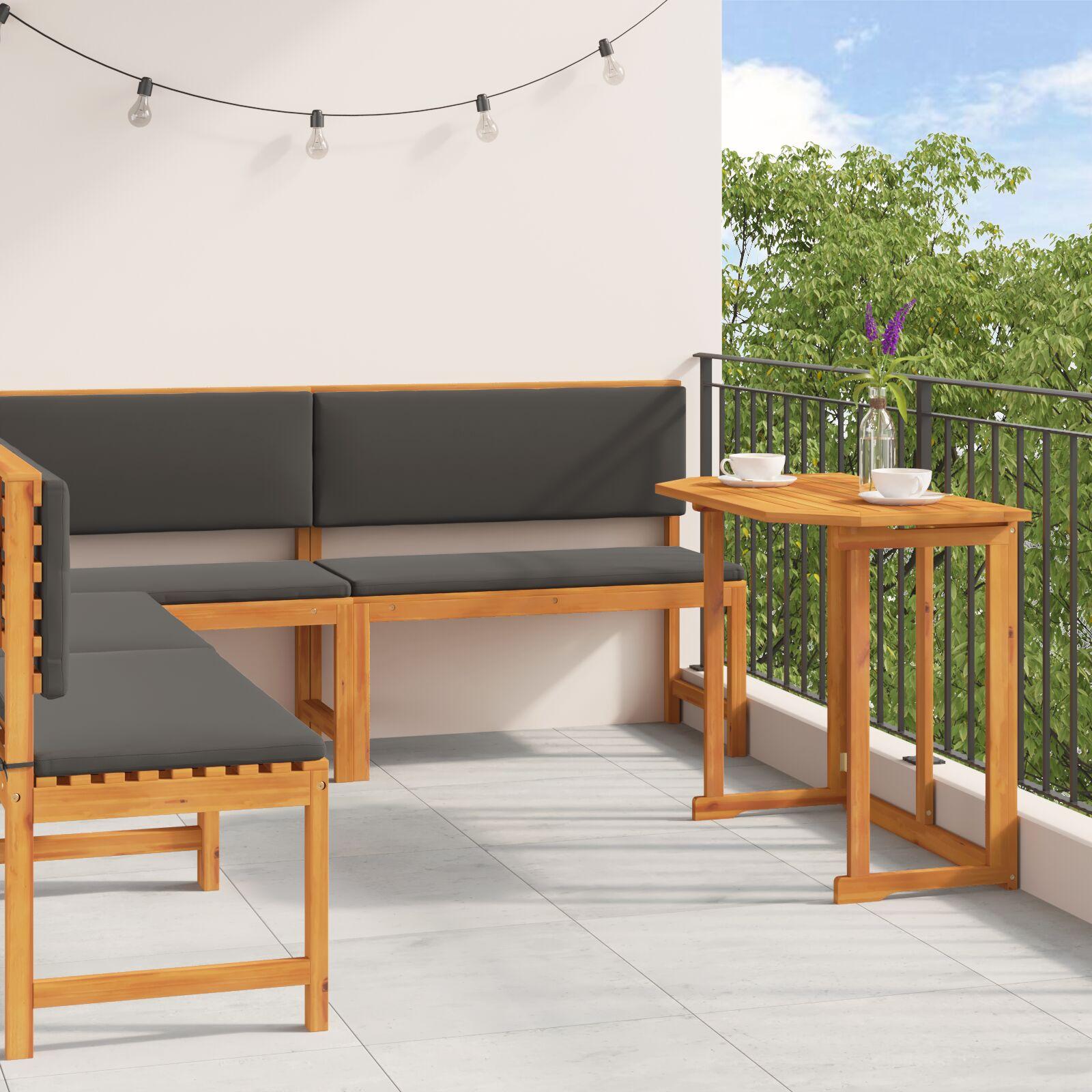 4 Delt Have Spisebordssæt med Puder i Solid Akacietræ