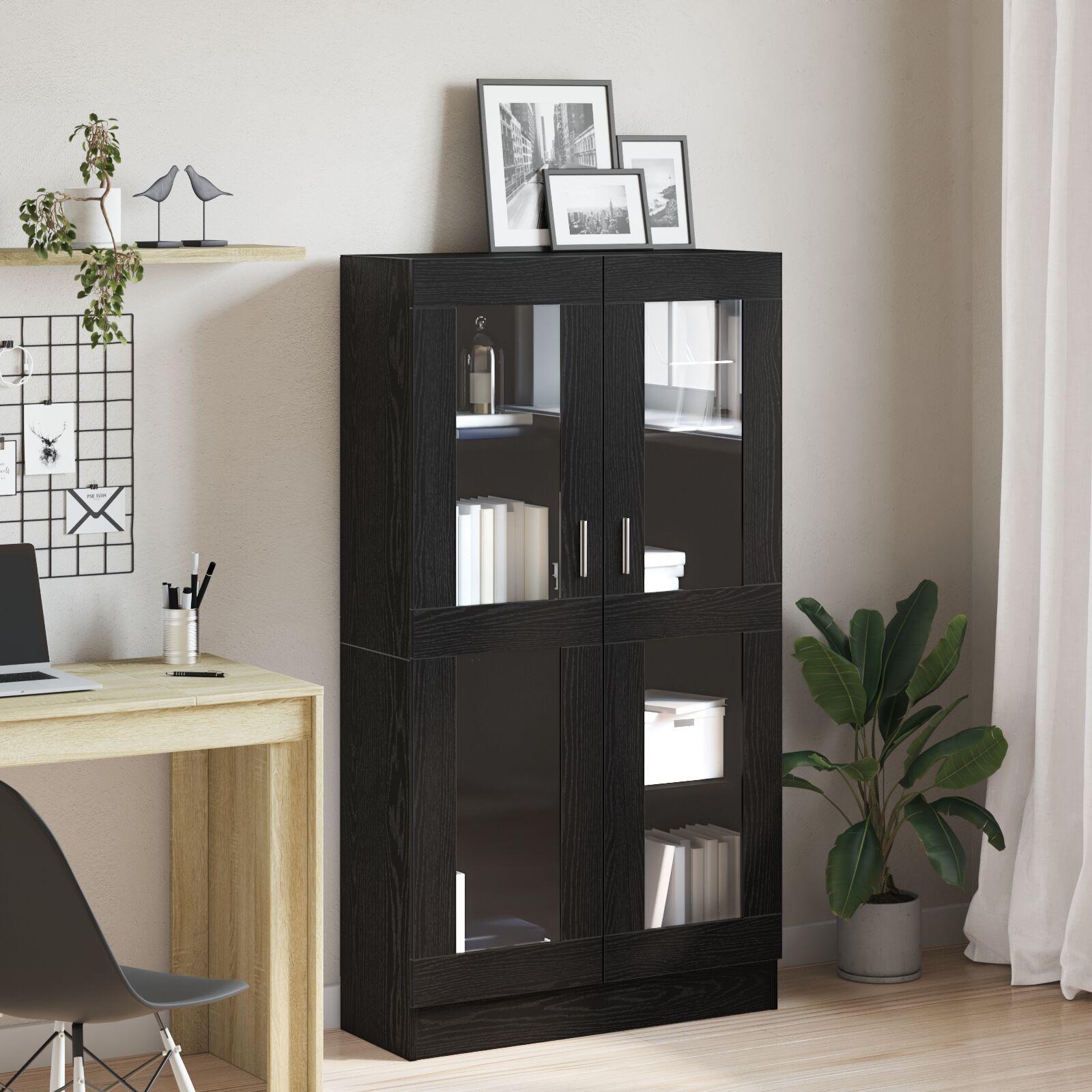 Bogskab i Sort Egetræ 82,5x30,5x150 cm - Fremstillet af Træ