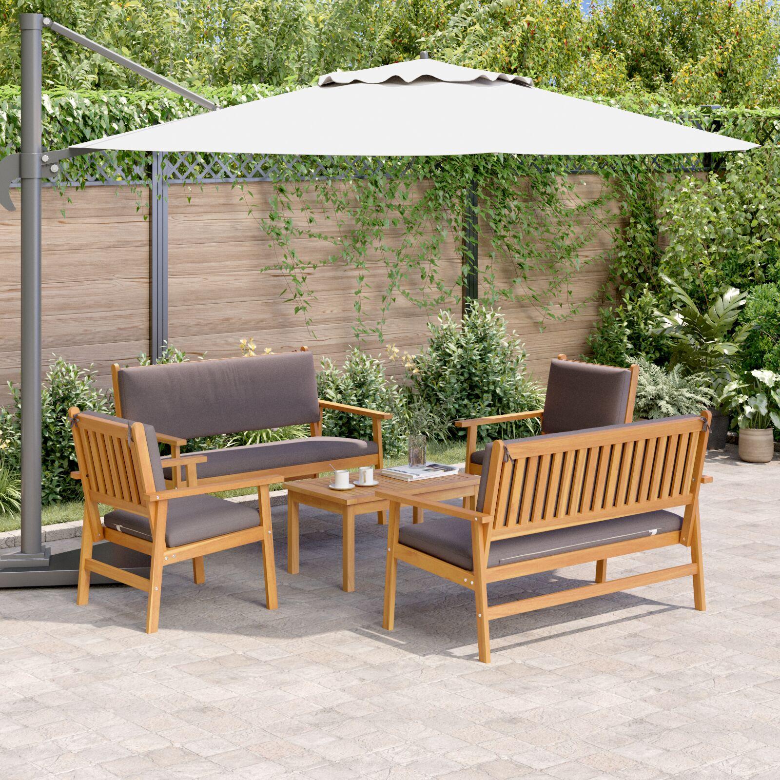 Havesofa Sæt 5 Dele Brun 75 X 45 X 38Cm Massivt Akacietræ