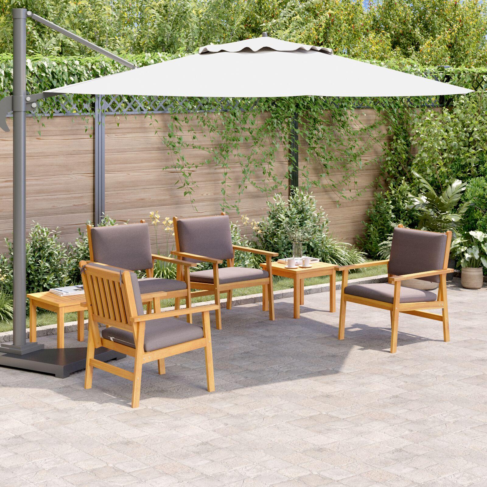 Havesofa Sæt 6 Dele Brun 45 X 45 X 38Cm Massivt Akacietræ