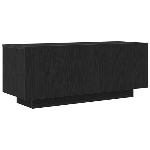 TV-bord med LED-lys i sort eg, 200x35x40 cm, lavet af konstrueret træ