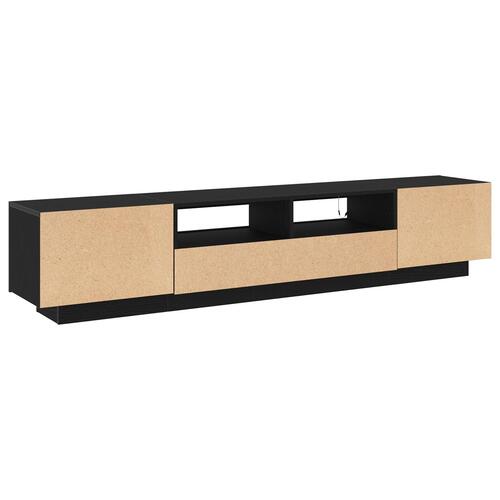 TV-bord med LED-lys i sort eg, 200x35x40 cm, lavet af konstrueret træ