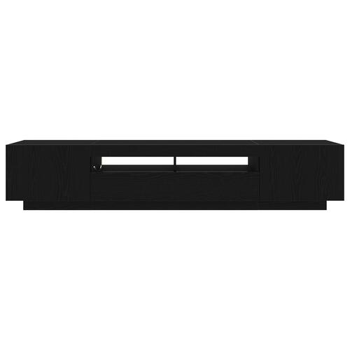 TV-bord med LED-lys i sort eg, 200x35x40 cm, lavet af konstrueret træ