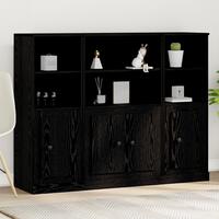 Højskab Sort Eg 132x35,5x103,5 cm Konstrueret Træ