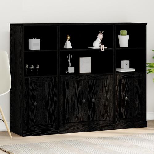 Højskab Sort Eg 132x35,5x103,5 cm Konstrueret Træ
