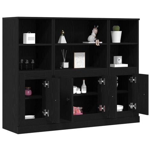 Højskab Sort Eg 132x35,5x103,5 cm Konstrueret Træ