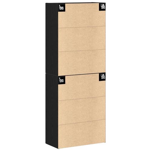 Skabe 2 stk Sort Eg 69,5x34x180 cm Konstrueret Træ