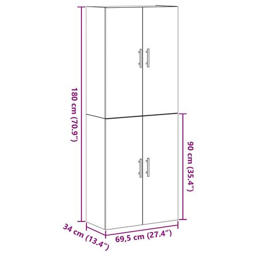 Skabe 2 stk Sort Eg 69,5x34x180 cm Konstrueret Træ