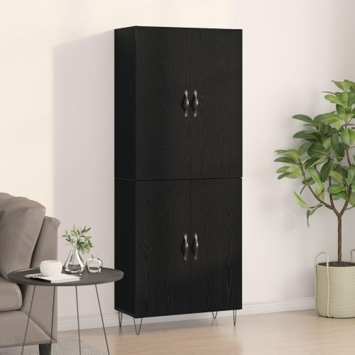 Højskab Sort Eg 69,5x34x180 cm Konstrueret træ