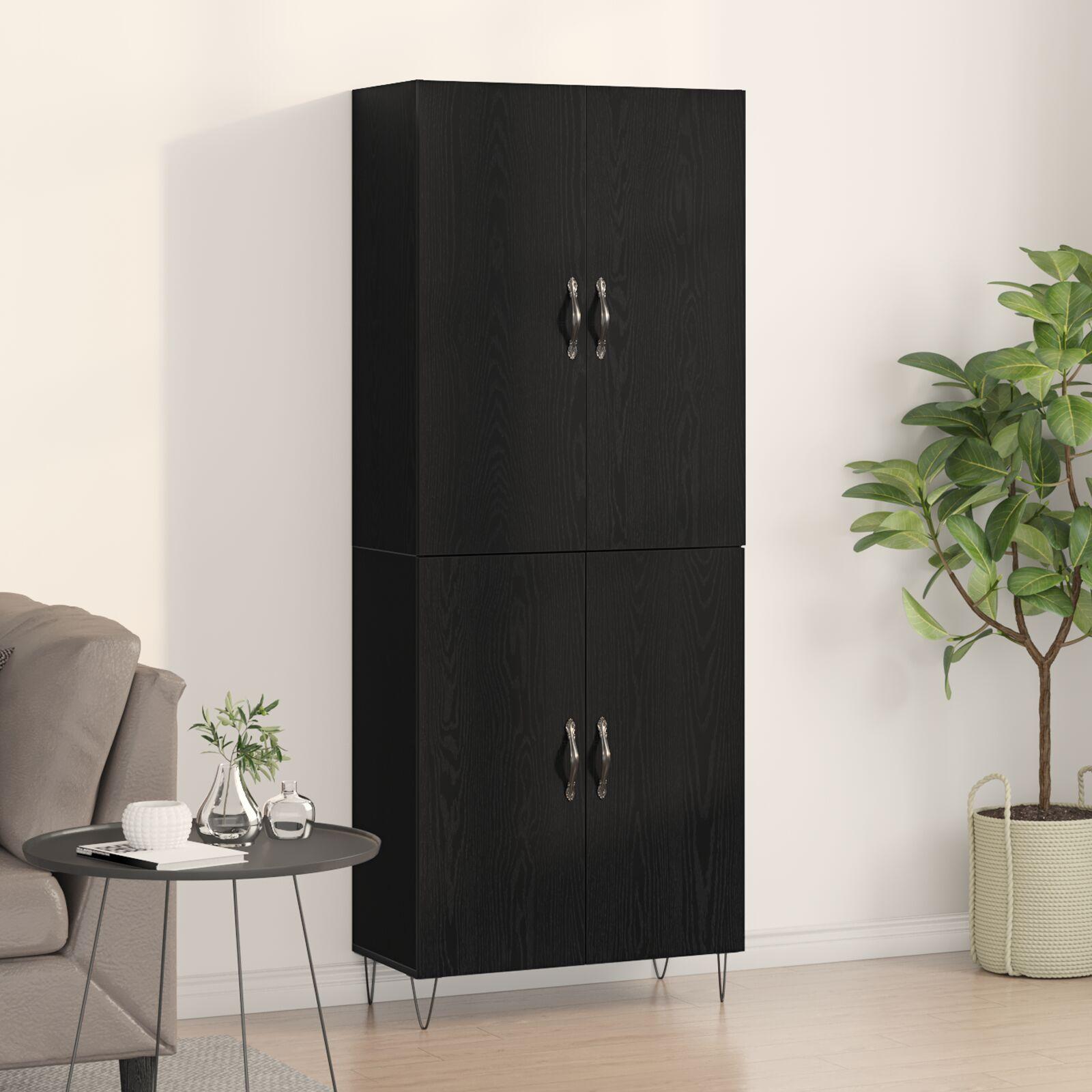 Highboard Sort Eg 69,5 X 34 X 180 Cm Konstrueret Træ