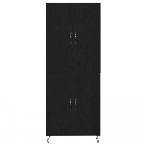 Højskab Sort Eg 69,5x34x180 cm Konstrueret træ