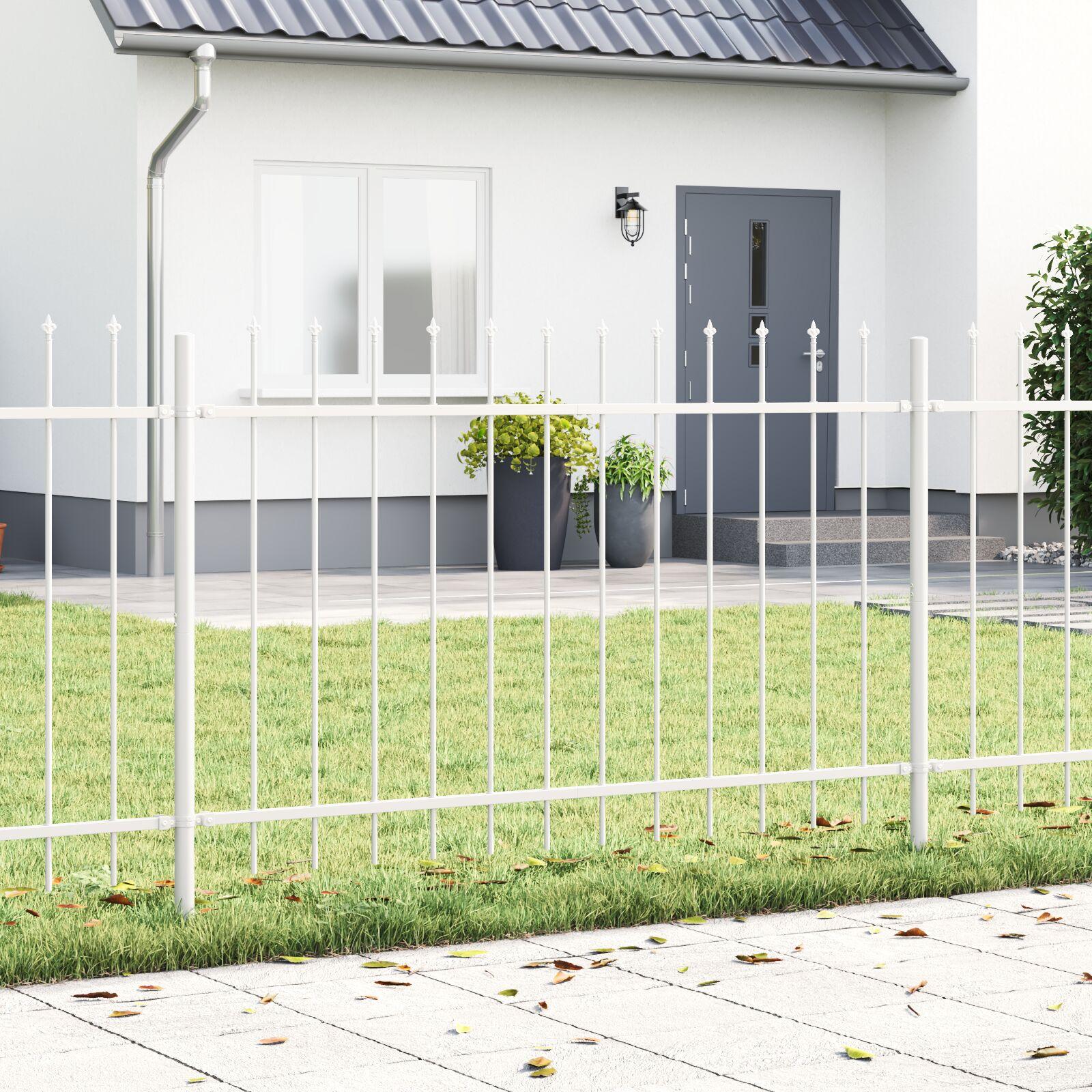 Havehegn med spidstop Hvid 5,1x1 m Stål